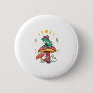 Cottagecore Aesthetic Goblincore Frog Wizard On Mu 6 Cm Round Badge