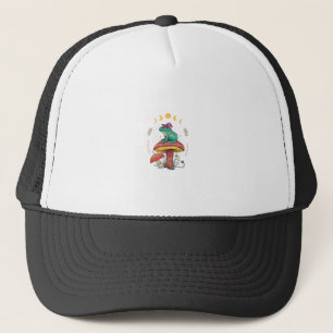 Cottagecore Aesthetic Goblincore Frog Wizard On Mu Trucker Hat