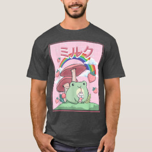 Cottagecore Aesthetic Kawaii Frog Drinking Japanes T-Shirt