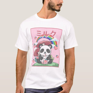 Cottagecore Aesthetic Kawaii Panda Strawberry Milk T-Shirt