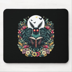Cottagecore Aesthetic Mothman Book Lover Camping Mouse Pad