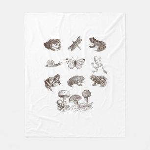 Cottagecore Aesthetic Mushroom Academia Frog Gobli Fleece Blanket