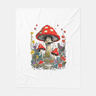 Cottagecore Aesthetic Mushroom Goblincore Minimal Fleece Blanket