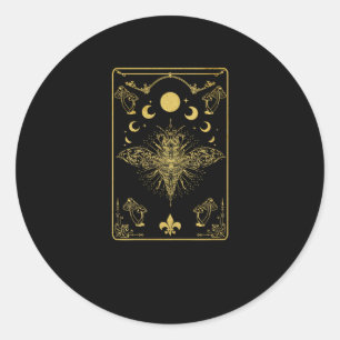 Cottagecore Aesthetic Mushroom Moth Goblincore Aca Classic Round Sticker