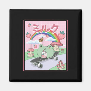 Cottagecore Aesthetic Skateboarding Frog Drinking Magnet