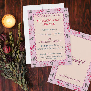 Cottagecore Aesthetic Thanksgiving Dinner Party Invitation