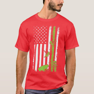 Cottagecore Aesthetic US American Flag Frog Mushro T-Shirt