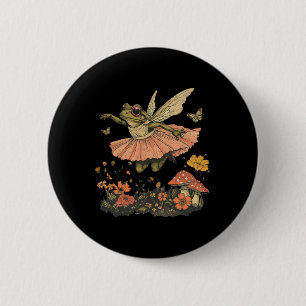 Cottagecore Aesthetic Vintage Fairy Frog Dancing W 6 Cm Round Badge