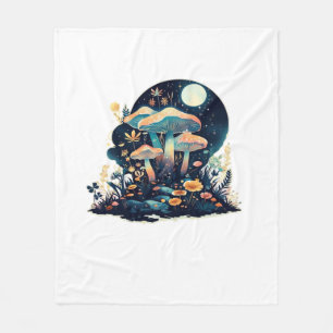 Cottagecore And Aesthetic Goblincore Mushroom Fair Fleece Blanket