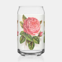 Cottagecore Antique Pink Rose Floral Illustration