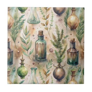 Cottagecore Apothecary Bottles Botanical Ceramic Tile