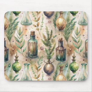 Cottagecore Apothecary Bottles Botanical Mouse Pad