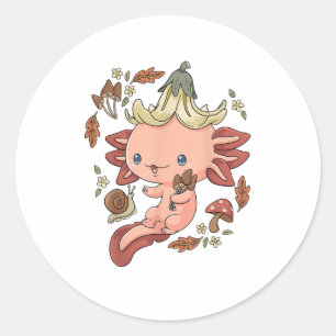 Cottagecore Axolotl Aestethic Mushrooms Cute Gobli Classic Round Sticker