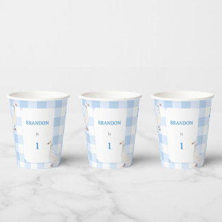 Cottagecore Baby Blue Plaid &Duckling Paper Cups