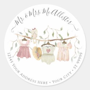 Cottagecore Baby Clothes Watercolor Girl Shower Classic Round Sticker