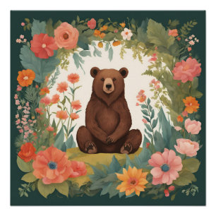 Cottagecore Bear Poster