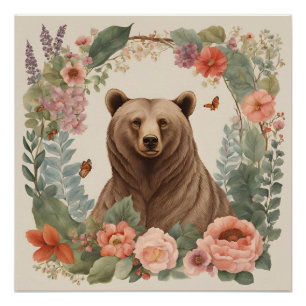 Cottagecore Bear Poster