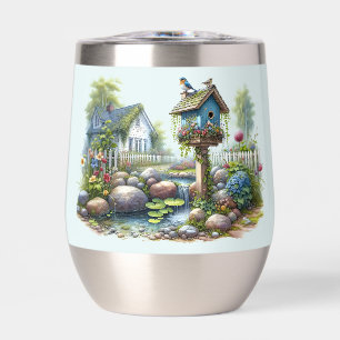 Cottagecore Birdhouse Garden Watercolor