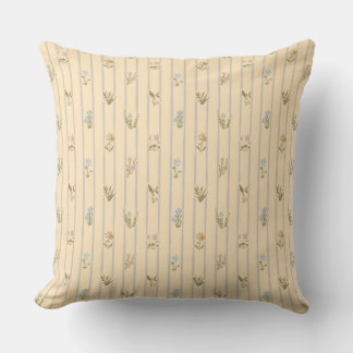 Cottagecore Block Print Vintage Country Flowers Cushion
