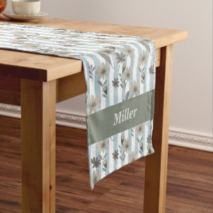Cottagecore Blue Florals Thanksgiving Customise Short Table Runner