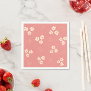 Cottagecore Blush Pink Daisy Floral Napkin
