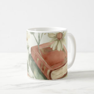 Cottagecore Book and Daisy Floral Mug