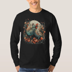 Cottagecore Botanical Chickens Flower Gardening Fa T-Shirt