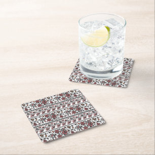 Cottagecore Botanical Floral Pattern Square Paper Coaster