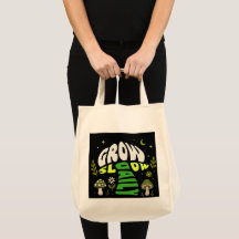 Cottagecore Botanical Typography Nature Canvas Bag
