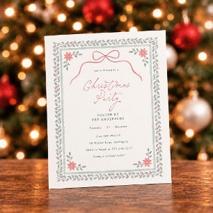 Cottagecore Bow Watercolor Budget Christmas Party
