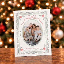 Cottagecore Bow Watercolor Budget Photo Christmas