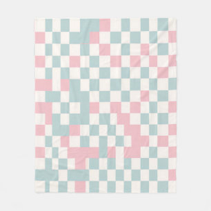Cottagecore Buffalo Plaid Pastel Spring Cosy  Fleece Blanket