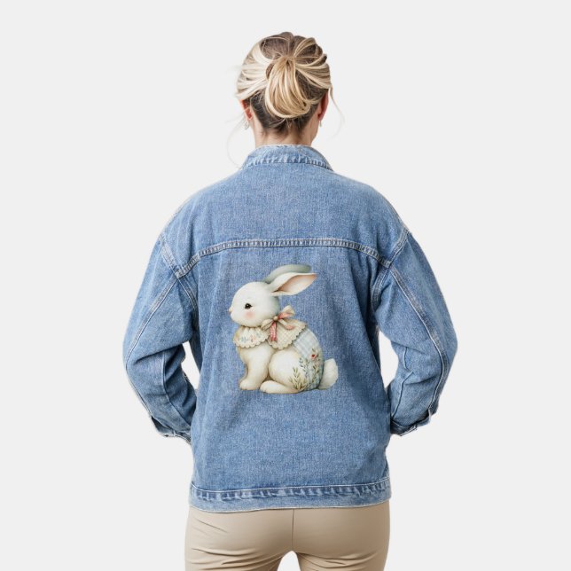 Cottagecore Bunny Charm Denim Jacket (Model)