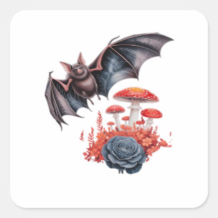 Cottagecore Butterflies Bats Mushroom Goblincore Square Sticker