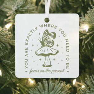 Cottagecore butterfly mushroom aesthetic green metal tree decoration