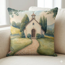 Cottagecore Chapel Path Pastel Landscape