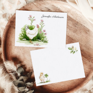 Cottagecore Chateau Floral Chicken Personalized Card