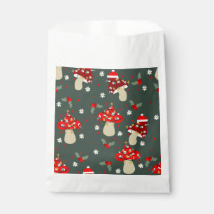 cottagecore christmas mushrooms daisies holly  favour bag