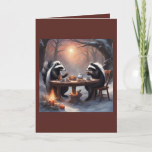 Cottagecore Christmas Tea with the Skunks Card