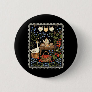 Cottagecore Coquette Goose Tea Party Gardening 6 Cm Round Badge