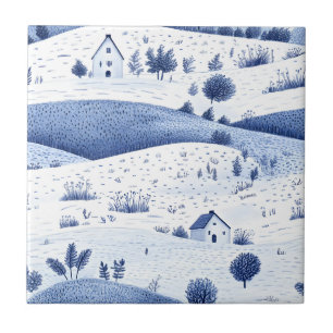 Cottagecore Countryside Toile Pattern Ceramic Tile