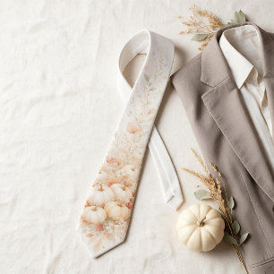 Cottagecore Cream Pumpkin Soft Pastel Thanksgiving Tie