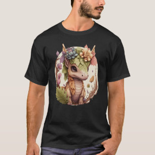 Cottagecore Cute Baby Dragon Floral Fantasy Pet Fl T-Shirt