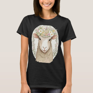 Cottagecore Cute Baby Sheep Pet Flower Farm Animal T-Shirt