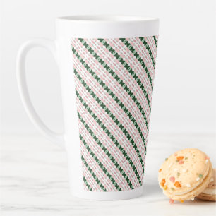 Cottagecore Cute Festive Christmas Stripe Pattern Latte Mug