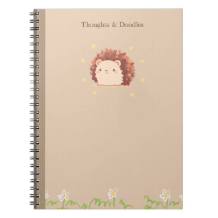 Cottagecore Cute Hedgehog Autumn Leaves Notes Notebook