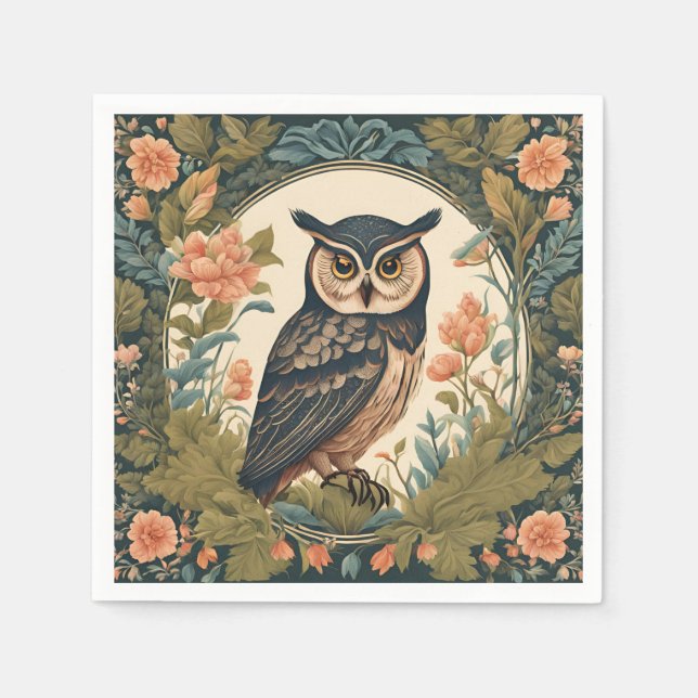 Cottagecore Cute Owl Napkin (Front)