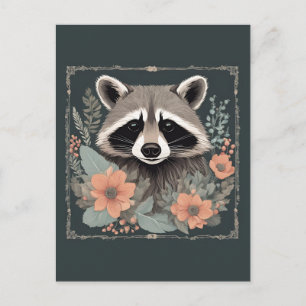 Cottagecore Cute Racoon Postcard