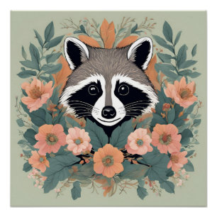Cottagecore Cute Racoon Poster