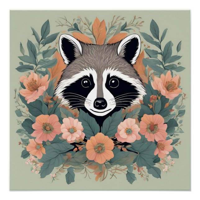 Cottagecore Cute Racoon Poster (Front)